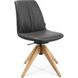 STUHL  in Echtleder pigmentiert Holz, Leder  - Eichefarben/Anthrazit, Design, Leder/Holz (46/82,5-85,25/55cm) - Johann Jakob