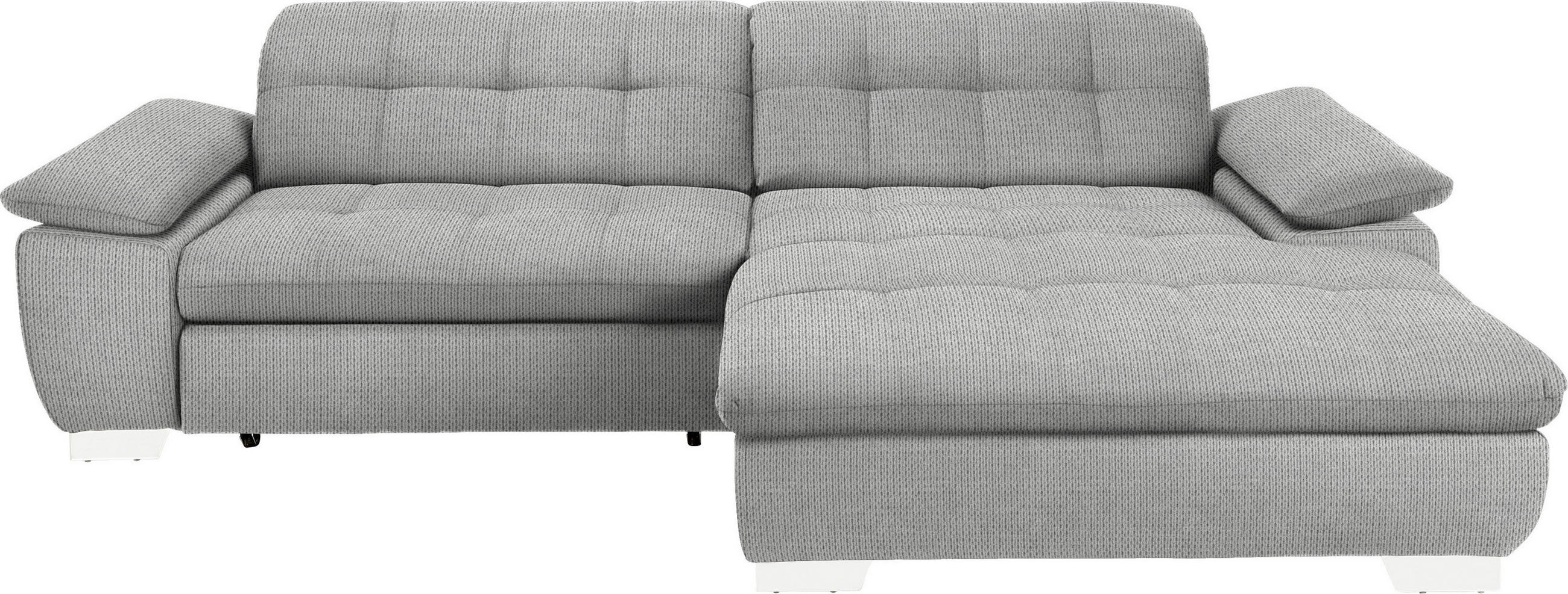 ECKSOFA in Mikrofaser Hellgrau  - Chromfarben/Hellgrau, Design, Textil/Metall (265/180cm) - Carryhome