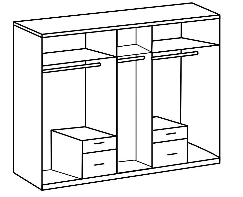 RUHÁSSZEKRÉNY tölgyfa, fehér  - ezüst/tölgyfa, Design, műanyag/faalapú anyag (225/208/58cm) - Carryhome