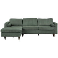 ECKSOFA 178/261 cm  in Cord Grün Rückenkissen, Kissenrolle, Sitzvorzug  178/261 cm  - Eichefarben/Grün, MODERN, Holz/Textil (178/261cm) - Carryhome