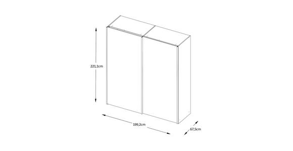 SCHWEBETÜRENSCHRANK 200/222/68 cm 2-türig  - Graphitfarben/Sonoma Eiche, Design, Holzwerkstoff/Metall (200/222/68cm) - Moderano