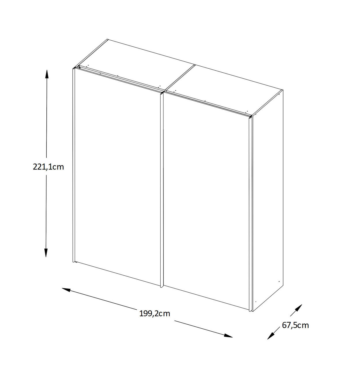 SCHWEBETÜRENSCHRANK in Sonoma Eiche  - Graphitfarben/Sonoma Eiche, Design, Holzwerkstoff/Metall (200/222/68cm) - Moderano