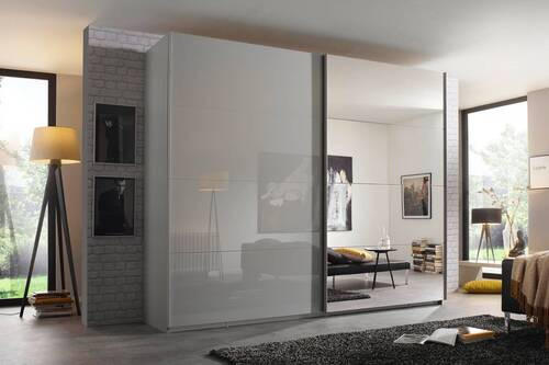 SCHWEBETÜRENSCHRANK in Grau  - Grau, Design, Glas/Holzwerkstoff (271/236/68cm) - Xora
