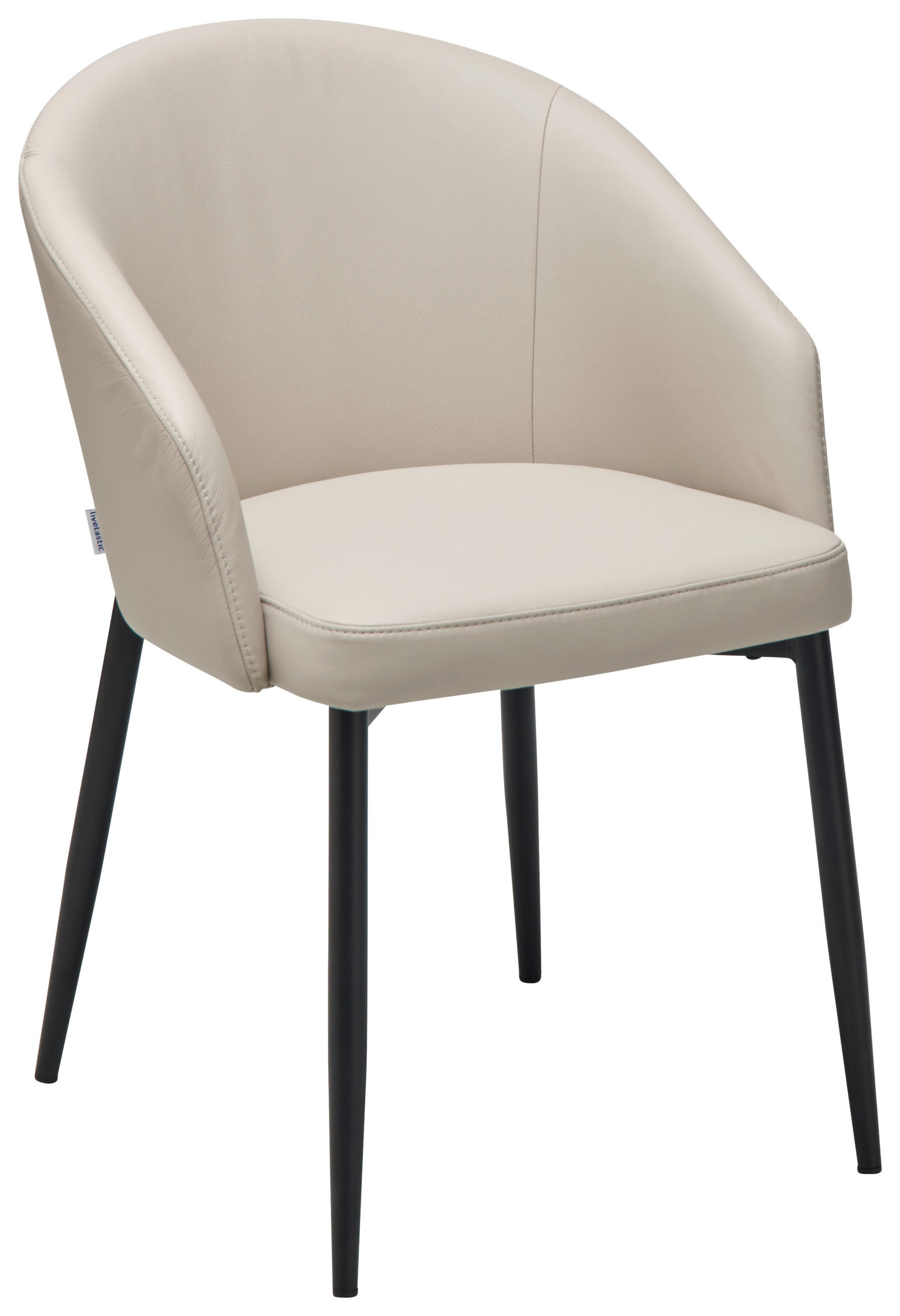 Livetastic Armlehnstuhl Echtleder Beige 55x81.5x61 cm
