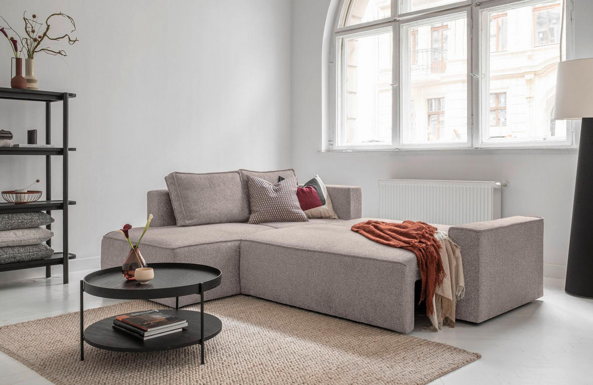 ECKSOFA in Grau, Weiss  - Weiss/Schwarz, Design, Kunststoff/Textil (194/246cm) - MID.YOU