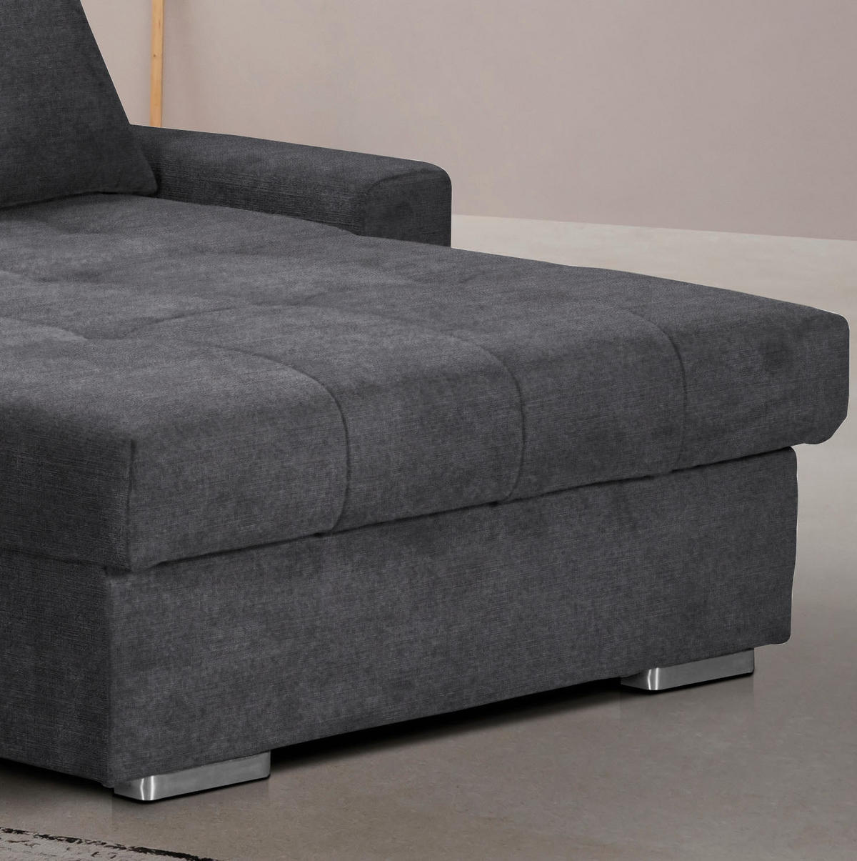 ECKSOFA in Mikrofaser Dunkelgrau  293/164 cm  - Dunkelgrau/Silberfarben, MODERN, Holz/Textil (293/164cm) - MID.YOU