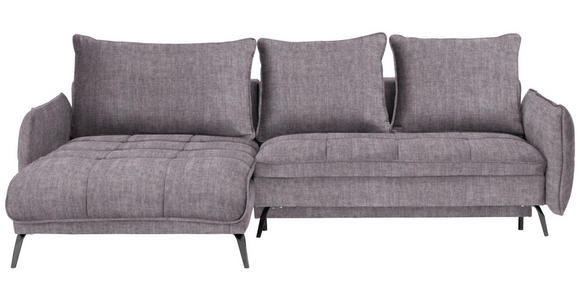 ECKSOFA Grau Flachgewebe  - Schwarz/Grau, LIFESTYLE, Textil/Metall (180/273cm) - Hom`in