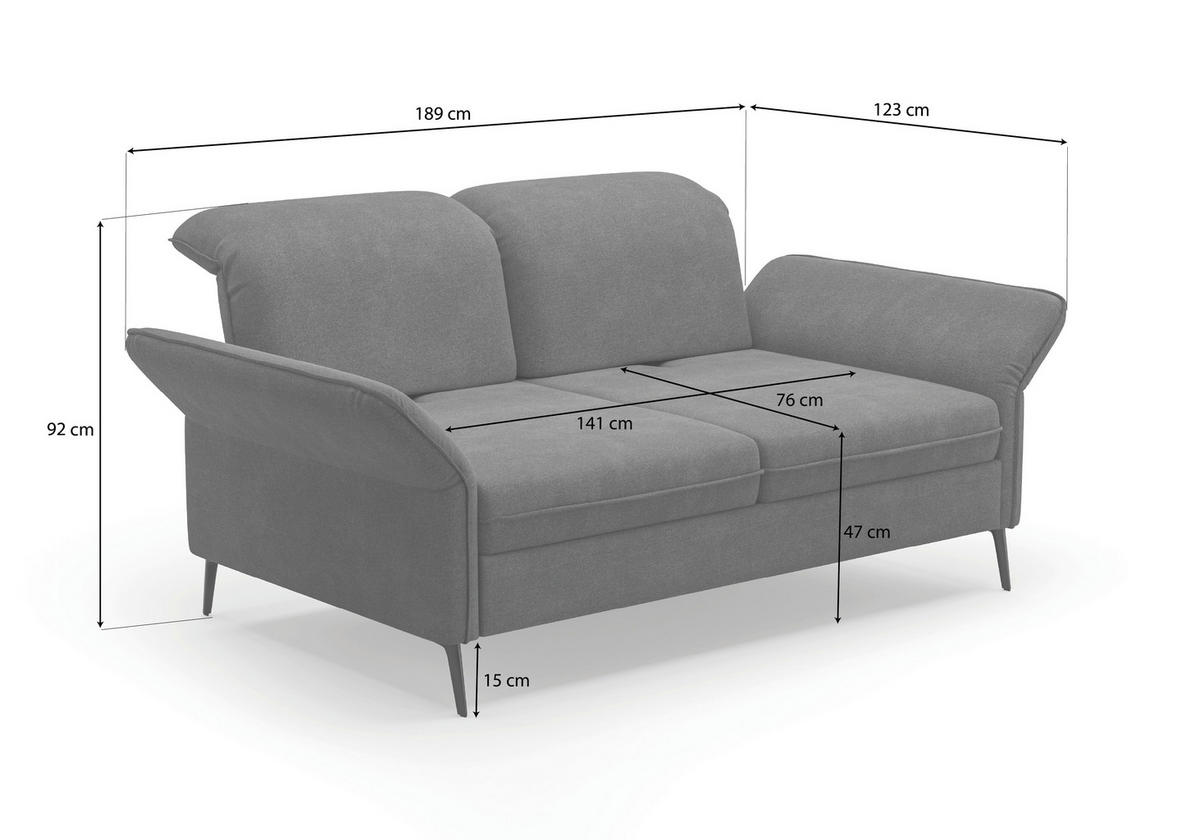 2,5-SITZER in Flachgewebe Olivgrün  - Schwarz/Olivgrün, KONVENTIONELL, Textil/Metall (189/92/123cm) - Sit & More