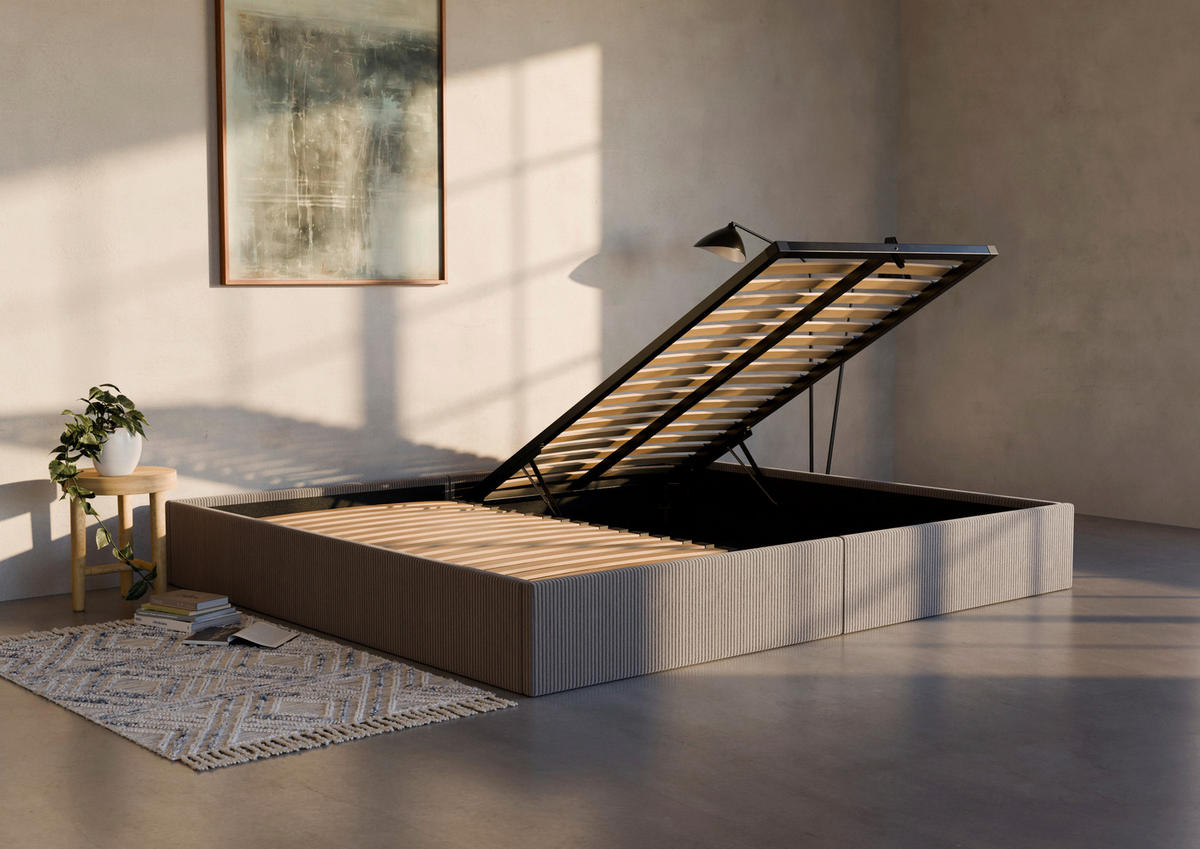 POLSTERBETT 240/200 cm,  in Anthrazit, Lattenrost, Bettkasten,  - Anthrazit/Schwarz, Design, Holz/Textil (240/200cm) - Boxxx