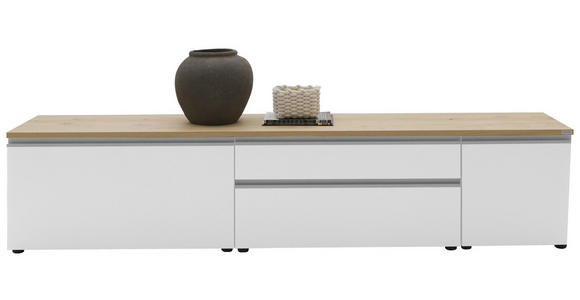 LOWBOARD  225/46/41 cm 2 Schublade(n) erweiterbar, Typenauswahl, Beimöbel erhältlich, stehend, hängend  - Eichefarben/Silberfarben, Design, Holzwerkstoff/Kunststoff (225/46/41cm) - Dieter Knoll