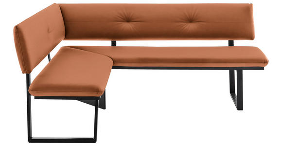ECKBANK 150/190 cm  in Cognac  - Cognac/Schwarz, MODERN, Textil/Metall (150/190cm) - Cantus