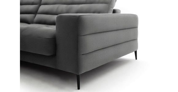 ECKSOFA in Cord Grau  - Schwarz/Grau, Design, Textil/Metall (207/296cm) - Dieter Knoll