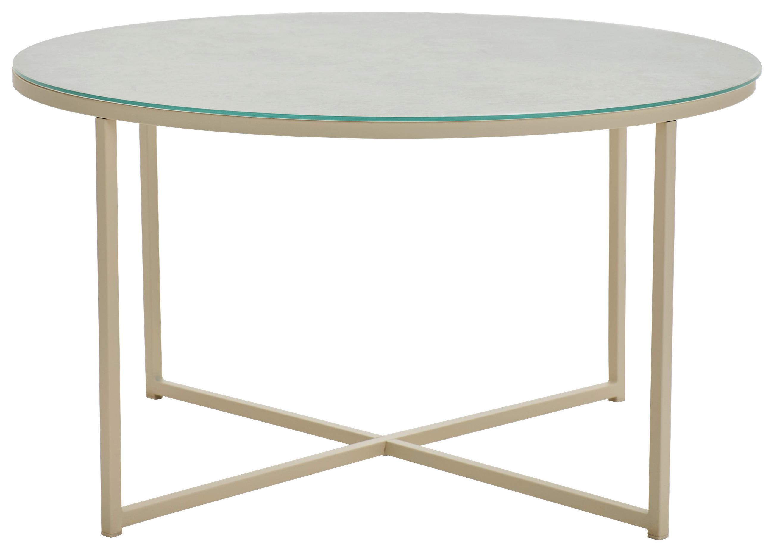 COUCHTISCH Kristallglas 80/80/45 cm rund Creme  - Creme, Design, Glas/Metall (80/80/45cm) - Livetastic