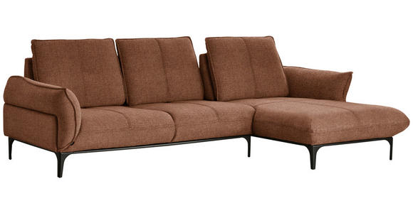 ECKSOFA in Webstoff Orange, Rostfarben  - Rostfarben/Schwarz, Natur, Textil (277/182cm) - Valnatura