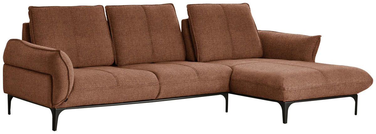 ECKSOFA in Webstoff Orange, Rostfarben  - Rostfarben/Schwarz, Natur, Textil (277/182cm) - Valnatura