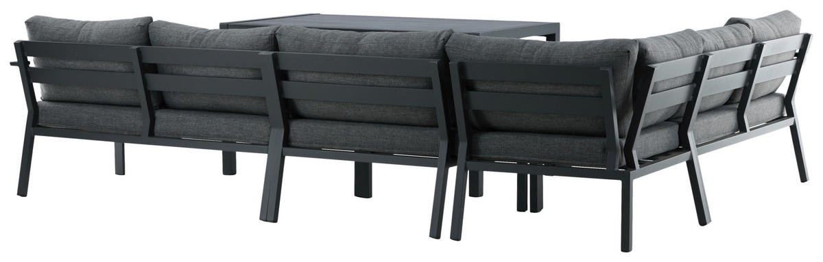 DINING-LOUNGESET  - Schwarz/Grau, KONVENTIONELL, Textil/Metall (294/210cm) - Gardenson