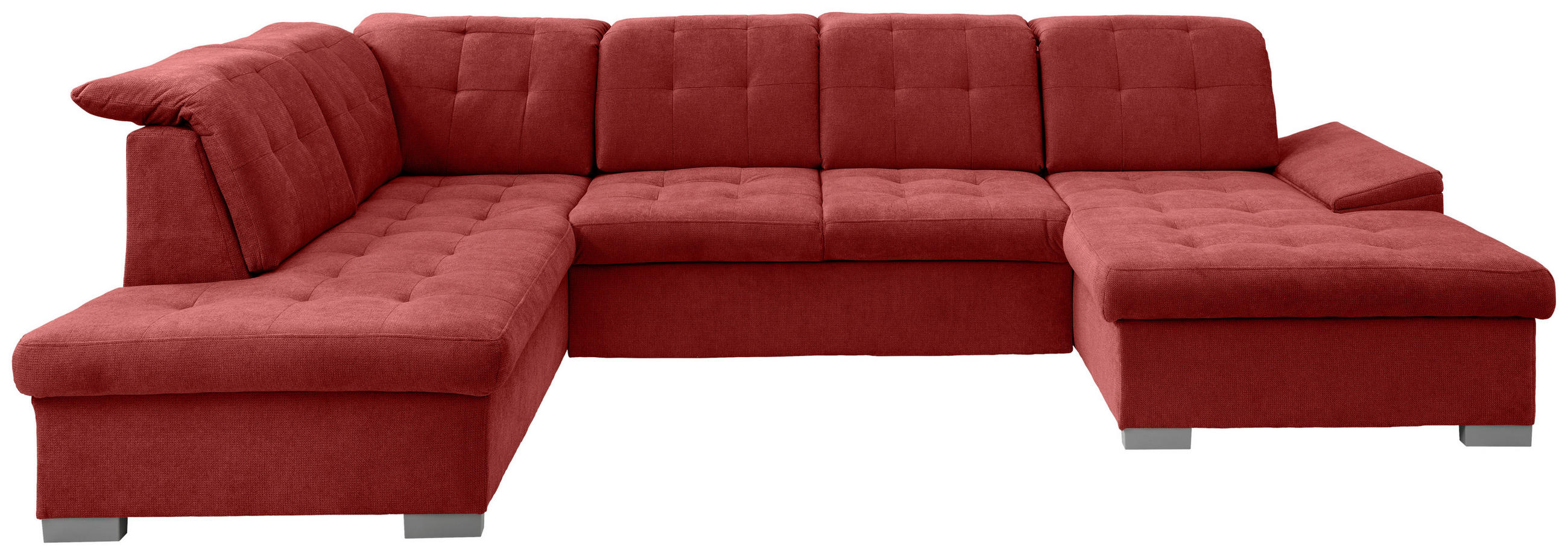 WOHNLANDSCHAFT in Chenille Rot  - Chromfarben/Rot, Modern, Kunststoff/Textil (212/330/169cm) - Livetastic