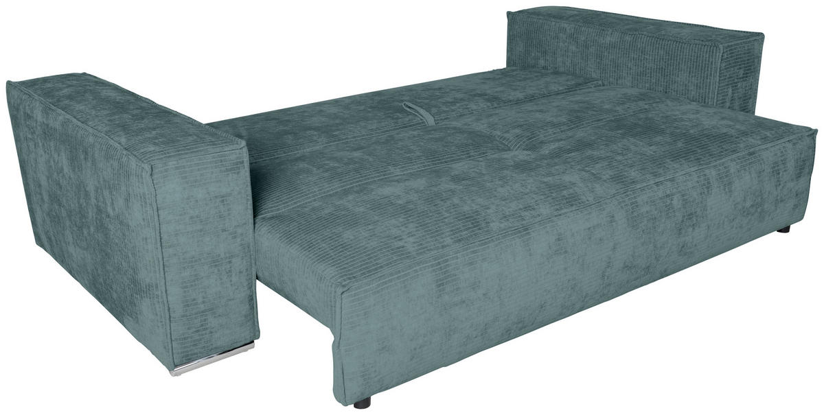 BIGSOFA Flachgewebe Blau  - Chromfarben/Blau, KONVENTIONELL, Textil/Metall (256/68/122cm) - Carryhome