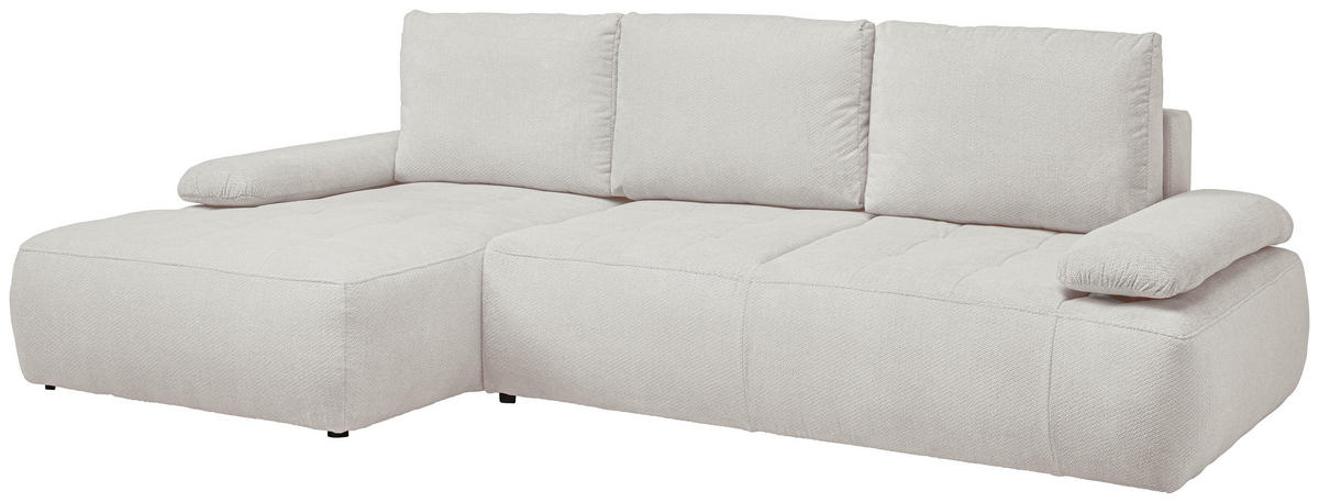 ECKSOFA Weiß Webstoff  - Schwarz/Weiß, KONVENTIONELL, Kunststoff/Textil (162/282cm) - Carryhome