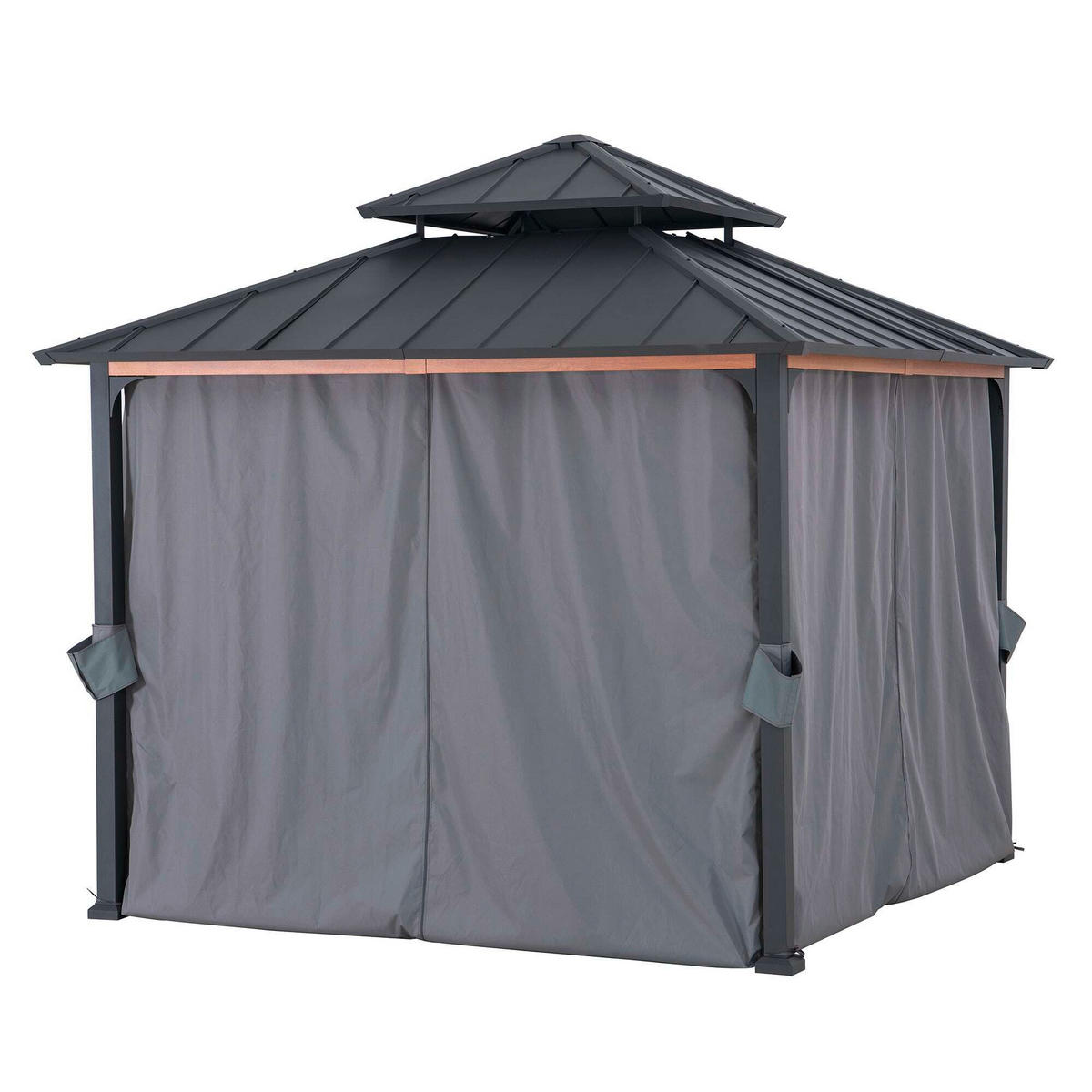 PAVILLON-SEITENTEIL   - Grau, Basics, Kunststoff (265/221cm) - Modante
