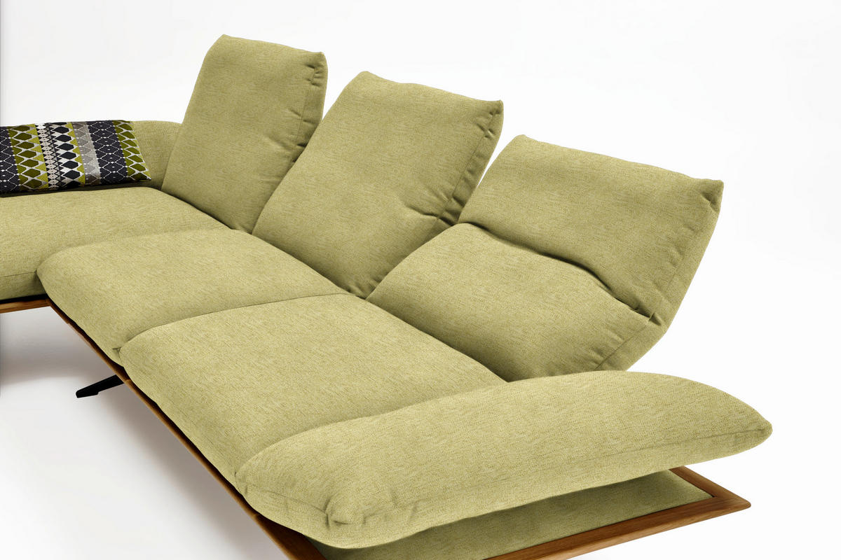 ECKSOFA in Flachgewebe Limette  159/314 cm  - Limette/Schwarz, Design, Holz/Textil (159/314cm) - Dieter Knoll