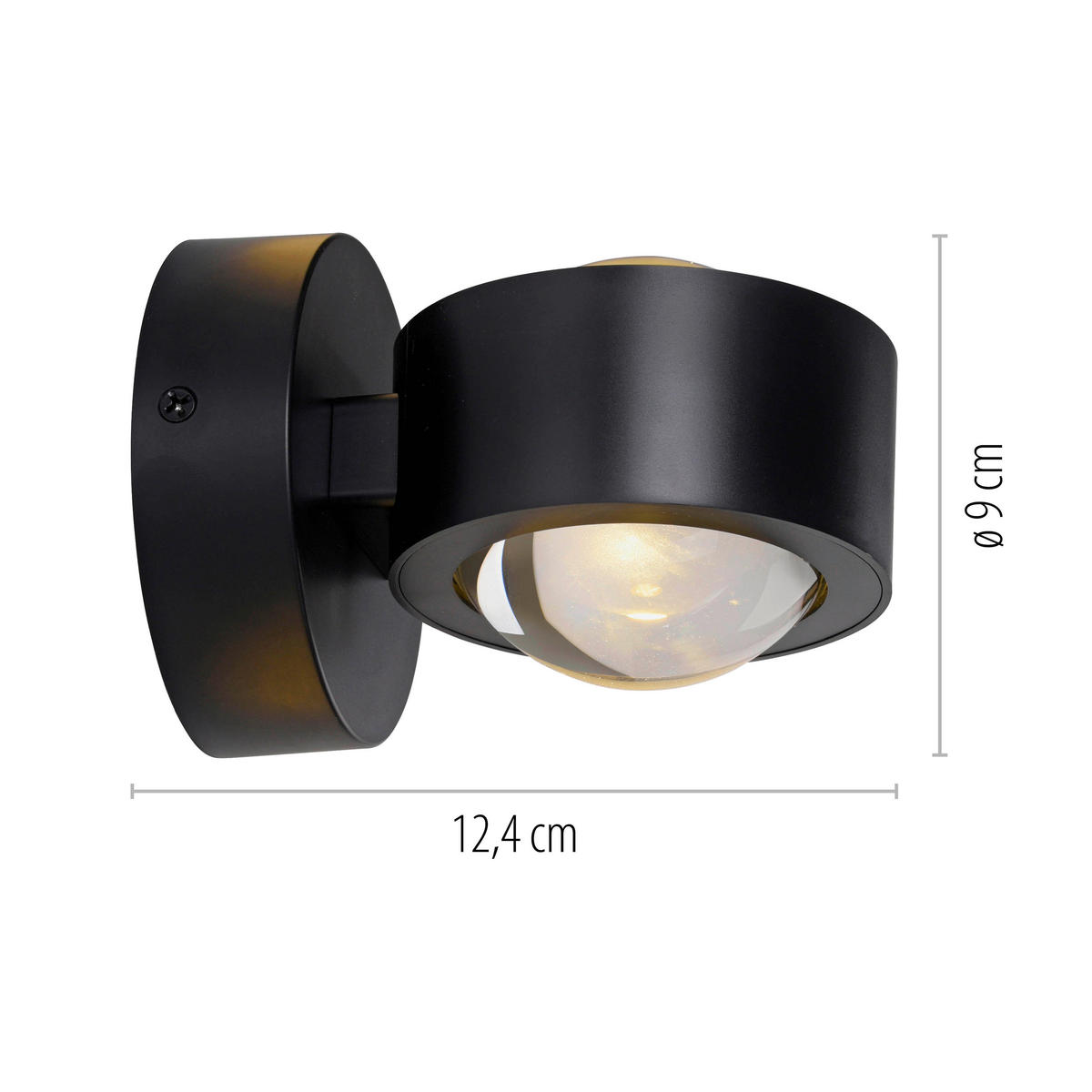 LED-WANDLEUCHTE SW CHIA 12,4/9/9 cm   - Schwarz, Design, Kunststoff/Metall (12,4/9/9cm) - Schöner Wohnen