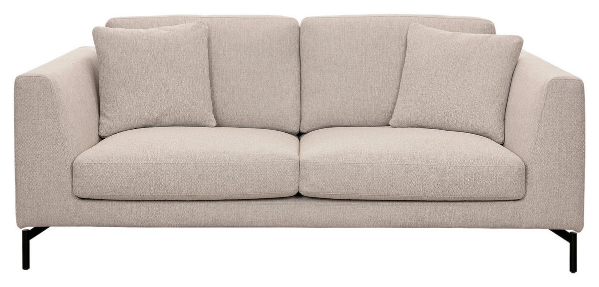 2,5-SITS SOFFA i svart, beige  - beige/svart, Basics, metall/trä (190/84/100cm) - Pure Home Comfort