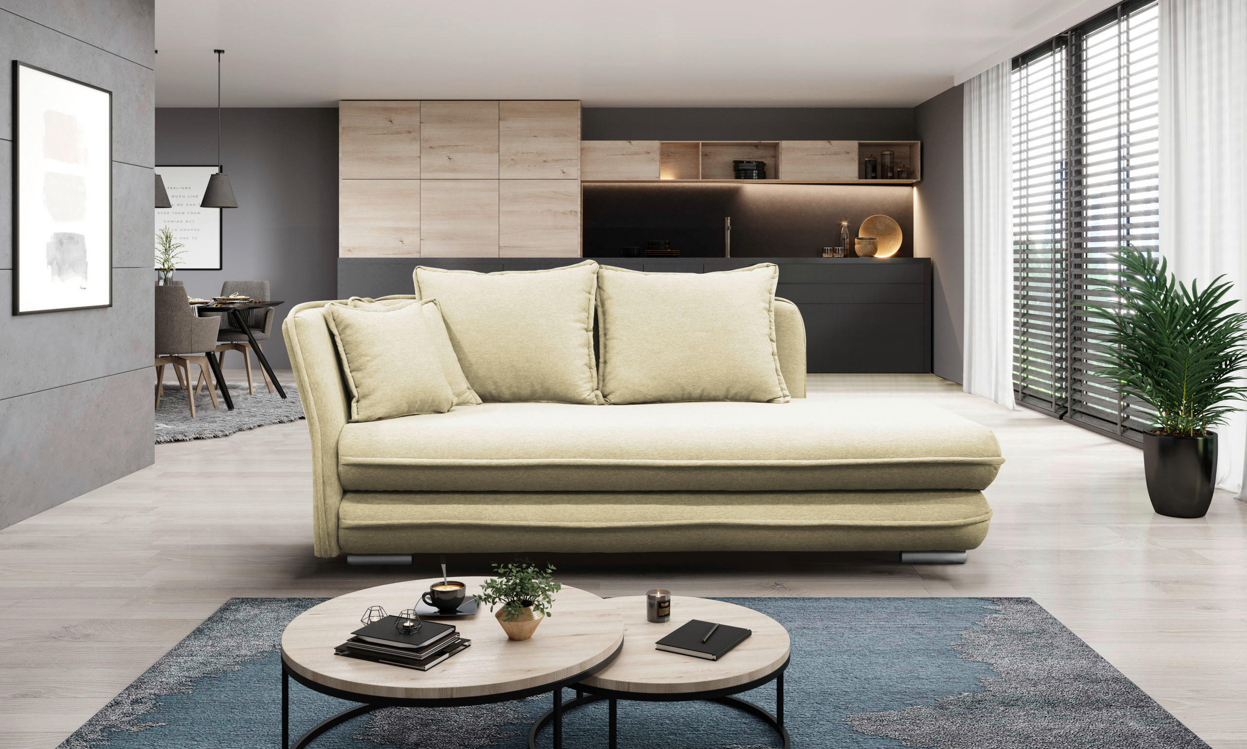 LIEGE Flachgewebe Creme  - Silberfarben/Creme, Design, Kunststoff/Textil (107/84/99/224cm) - MID.YOU
