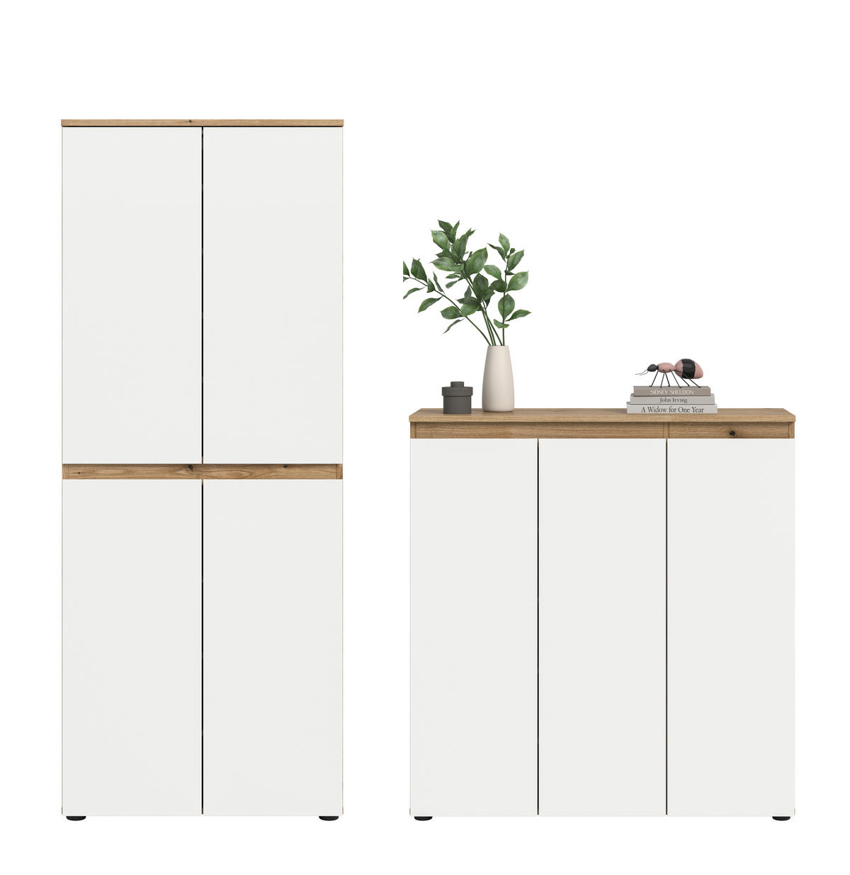 GARDEROBENSCHRANK  in 190/175/37 cm  - Eichefarben/Schwarz, Design, Holzwerkstoff/Kunststoff (190/175/37cm) - Livetastic