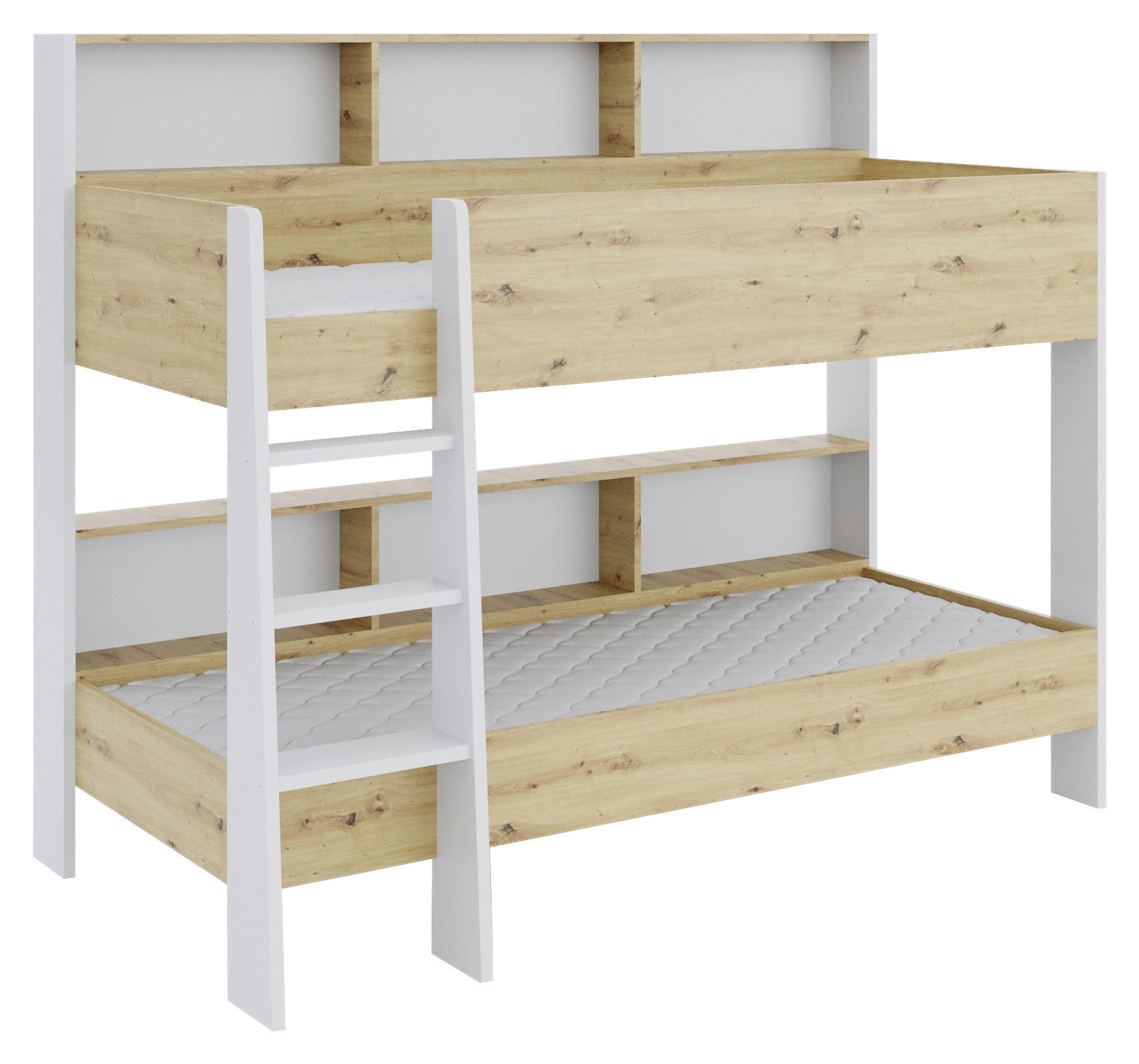 ETAGENBETT - Weiß/Eiche Artisan, KONVENTIONELL, Holzwerkstoff (90/200cm) - MID.YOU