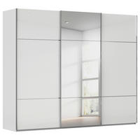 SCHWEBETÜRENSCHRANK 242/223/68 cm,  in Grau, Weiß, 3 Tür(en)  - Chromfarben/Weiß, KONVENTIONELL, Glas/Holzwerkstoff (242/223/68cm) - Novel