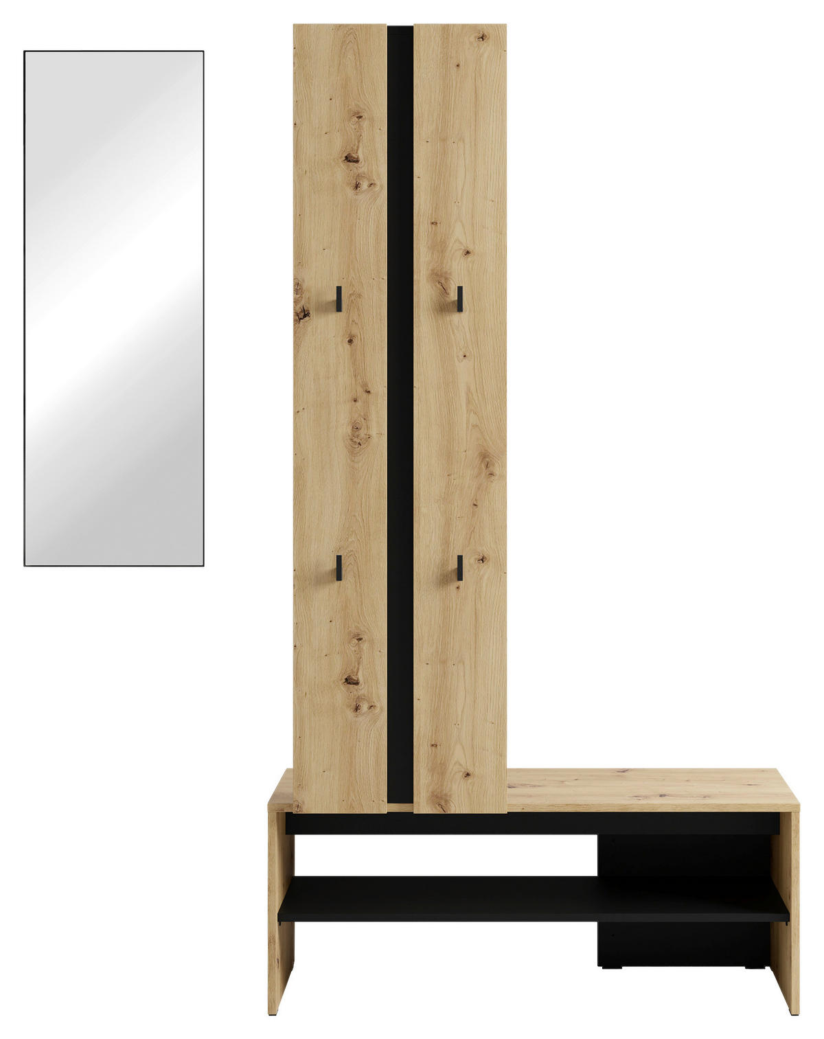 GARDEROBE  in 100/186/40 cm  - Schwarz/Eiche Artisan, Design, Holzwerkstoff (100/186/40cm) - MID.YOU