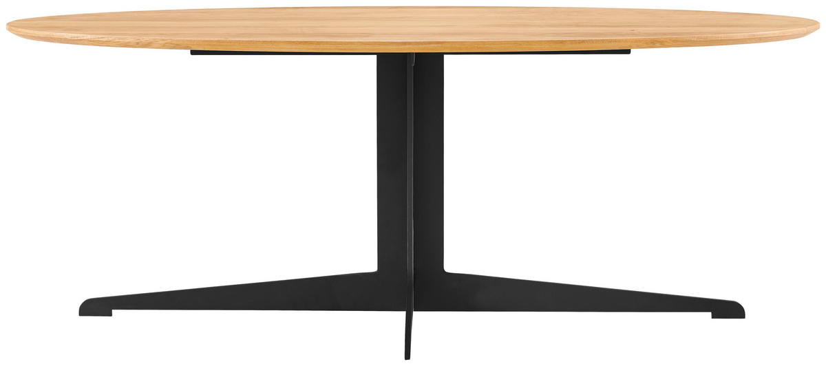 COUCHTISCH Eiche massiv oval Naturfarben, Schwarz  - Schwarz/Naturfarben, Design, Holz/Metall (120/44.5/60cm) - Livetastic