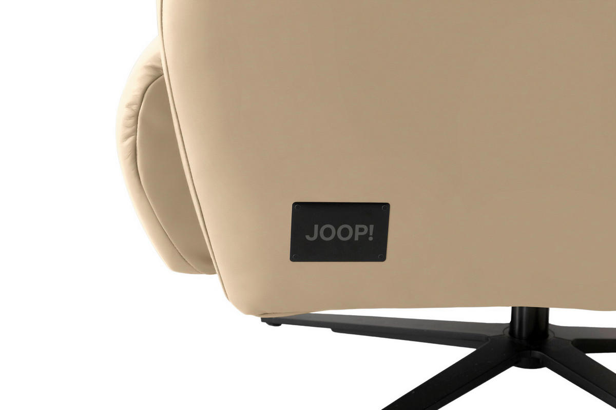 RELAXSESSEL Leder Sandfarben  - Sandfarben/Schwarz, Modern, Leder/Metall (66/110/83cm) - Joop!