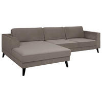 ECKSCHLAFSOFA in Velours Taupe  - Taupe/Wengefarben, Modern, Holz/Textil (277/167cm) - Trendmanufaktur