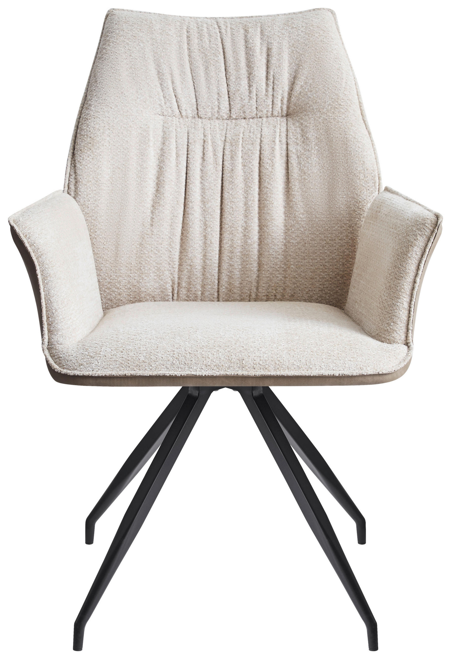 ARMLEHNSTUHL  in Eisen Lederlook, Struktur  - Beige/Schwarz, Design, Textil/Metall (63/91/60cm) - Carryhome
