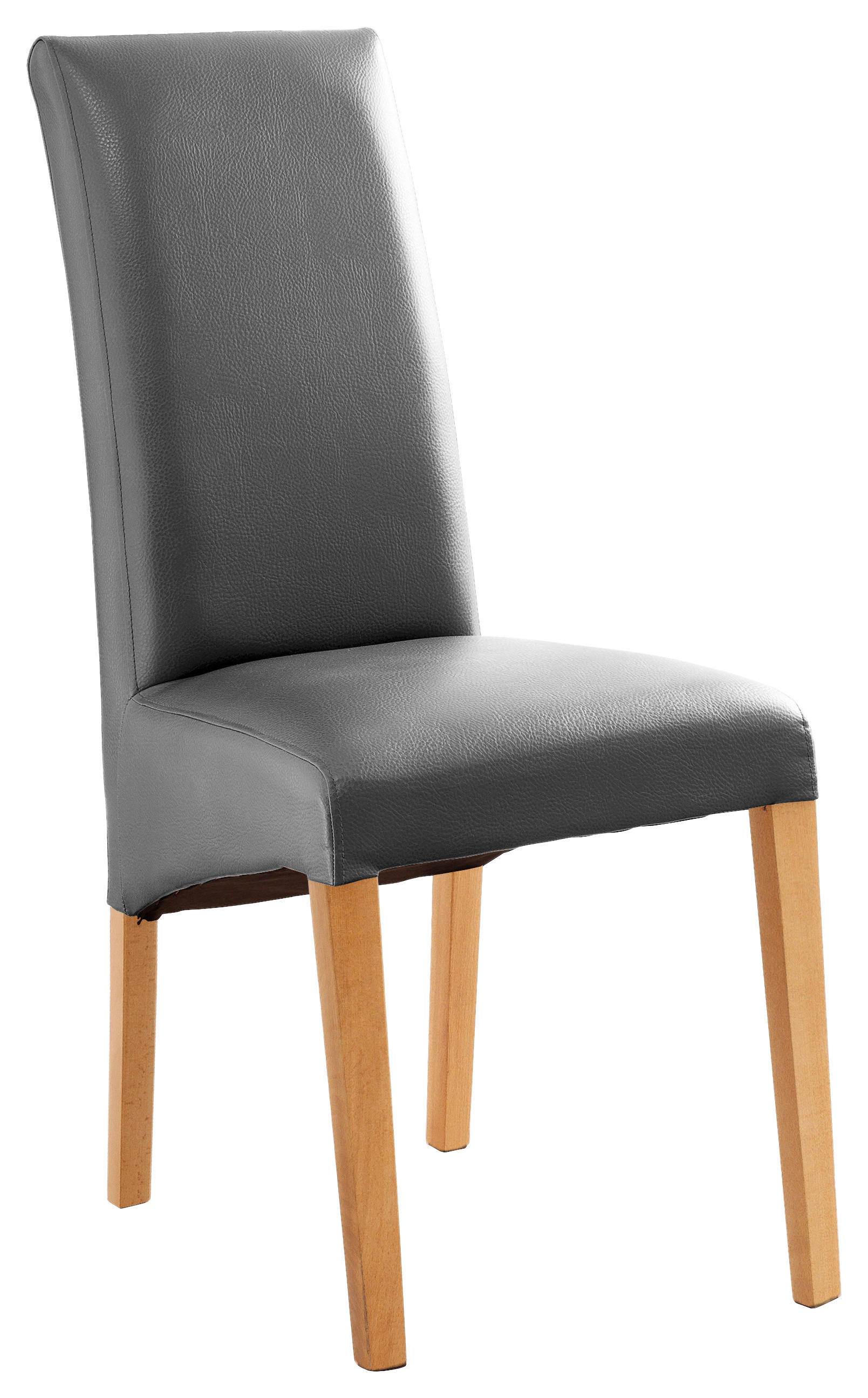 STUHL  Beinauswahl, Stoffauswahl Lederlook  Grau, Buchefarben  - Buchefarben/Grau, Konventionell, Holz/Textil (47/102/57cm) - Carryhome