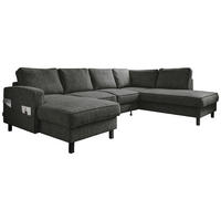 CANAPEA MODULARĂ textil gri închis  - gri închis/negru, lemn/textil (148/298/198cm) - MID.YOU