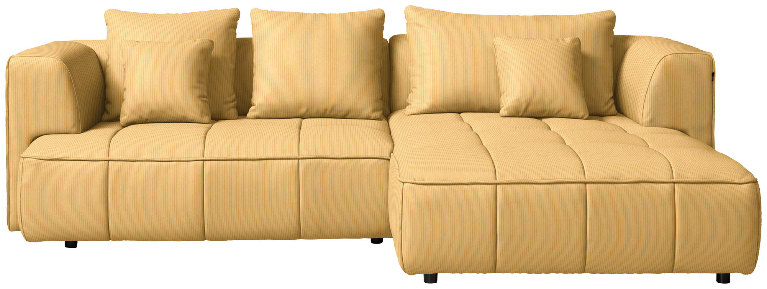 ECKSOFA Gelb Feincord Zierkissen, Rückenkissen, Sitzvorzug  - Gelb/Schwarz, Design, Kunststoff/Textil (288/188cm) - Welnova