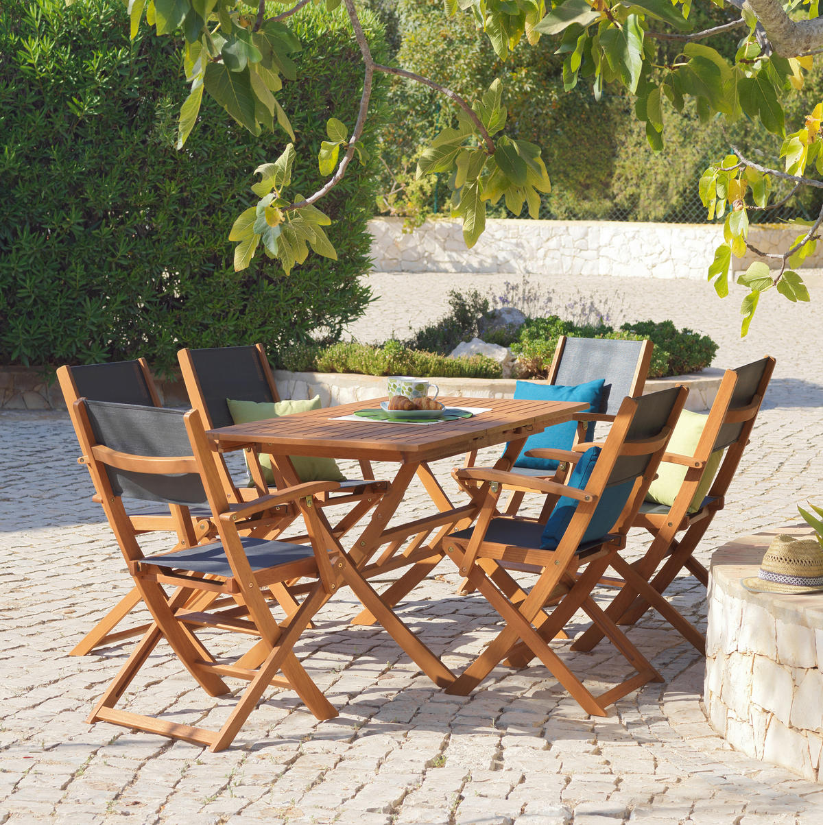 SKLOPIVI STO ZA BAŠTU 100(140)/70/74 cm  - boja tikovine, Romantično / Seoski, drvo (100(140)/70/74cm) - Ambia Garden