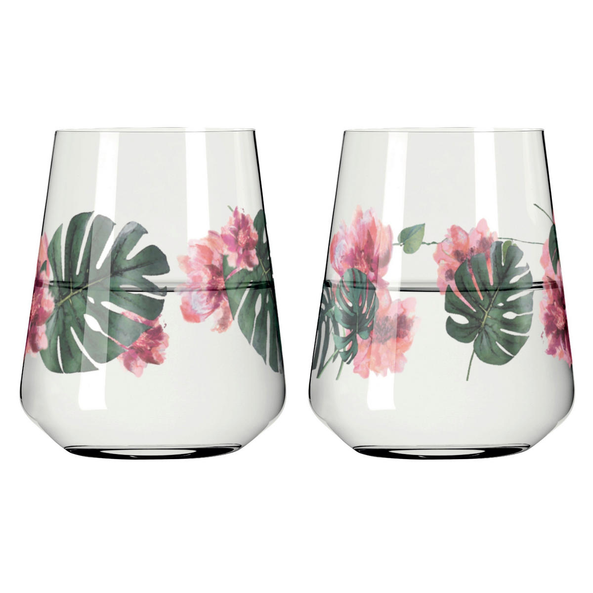 GLÄSERSET Sommersonett  2-teilig  - Transparent/Rosa, Design, Glas (9.2/11.0cm) - Ritzenhoff