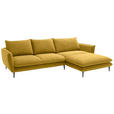ECKSOFA  in Webstoff Currygelb  304/196 cm  - Currygelb/Schwarz, KONVENTIONELL, Textil/Metall (304/196cm) - Hom`in