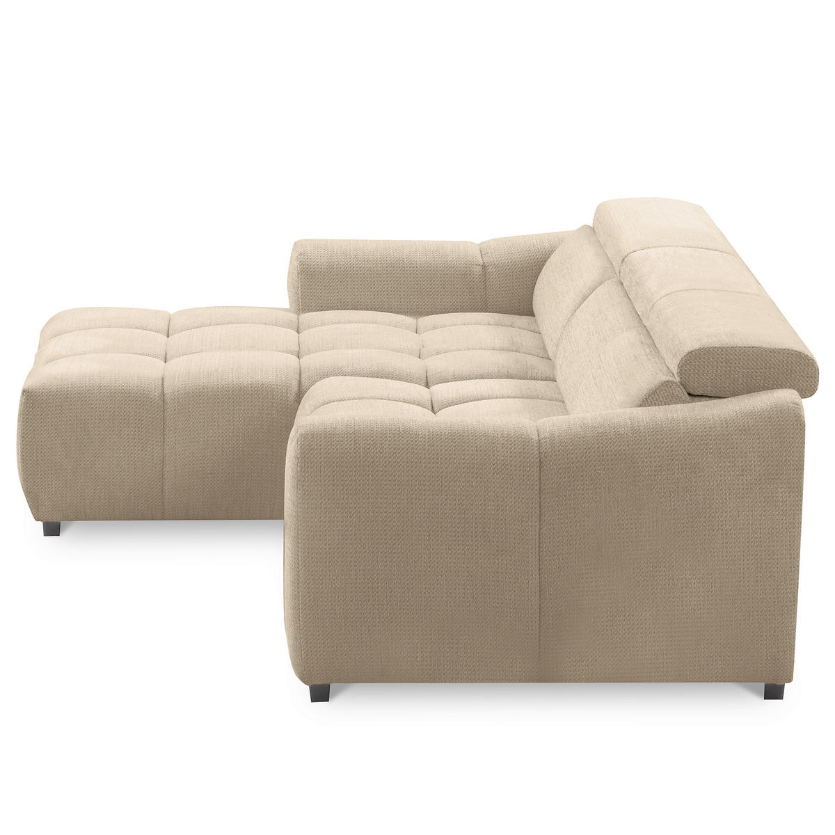 ECKSOFA  Webstoff Beige  - Beige/Schwarz, Design, Kunststoff/Textil (177/274cm) - Livetastic