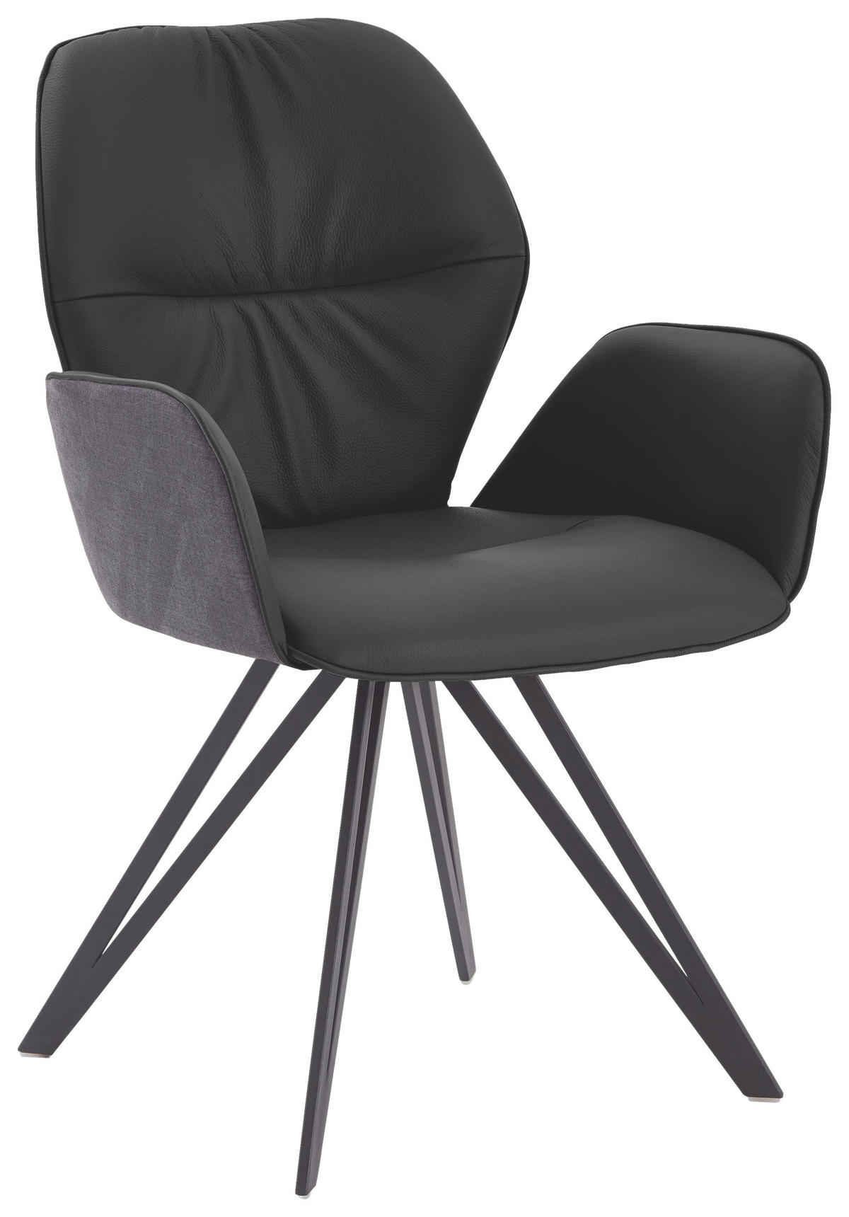 ARMLEHNSTUHL  in Echtleder pigmentiert  - Graphitfarben/Schwarz, Design, Leder/Textil (58/91/59cm) - Valdera
