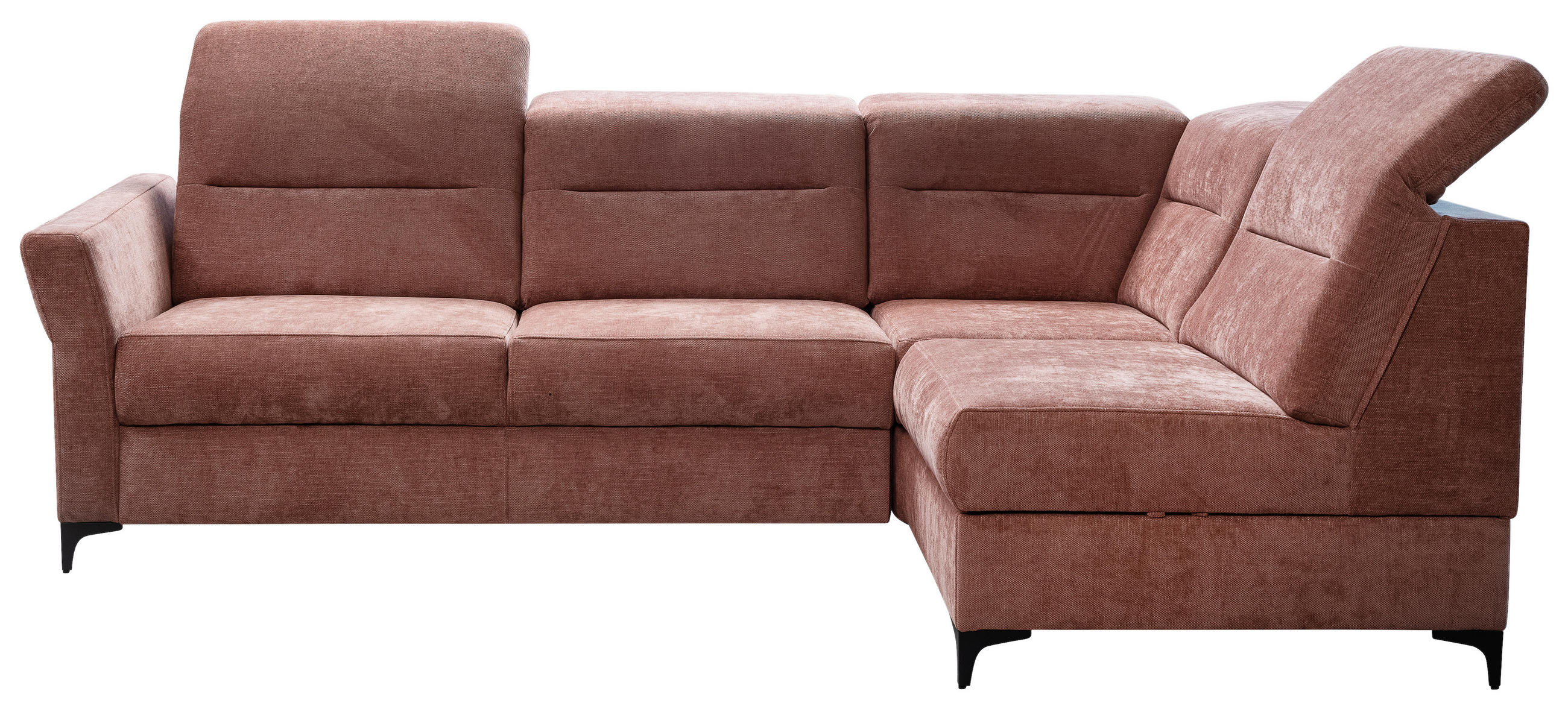 ECKSOFA inkl. Funktionen Terracotta Webstoff  - Terracotta/Schwarz, KONVENTIONELL, Textil/Metall (272/177cm) - Stylife