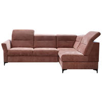 ECKSOFA inkl. Funktionen Terracotta Webstoff  - Terracotta/Schwarz, KONVENTIONELL, Textil/Metall (272/177cm) - Stylife