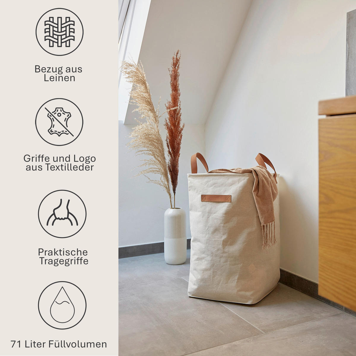 WÄSCHEKORB - Beige, Basics, Textil (35/35/58cm) - Store It