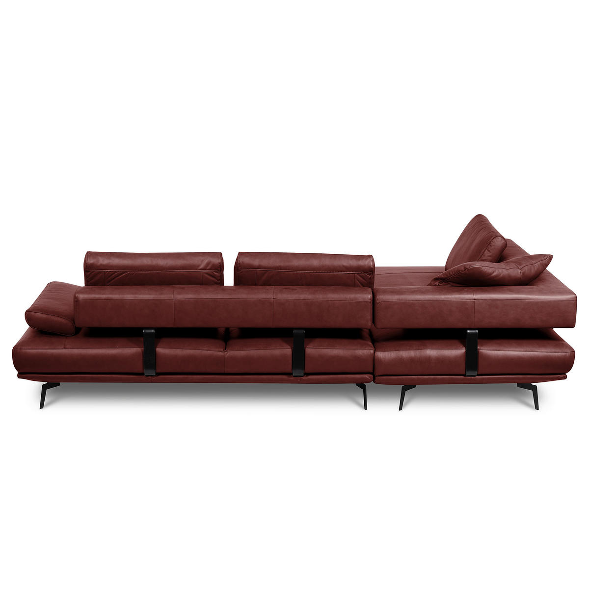 ECKSOFA Rot Echtleder  - Rot/Schwarz, Design, Leder/Metall (237/306cm) - Livetastic