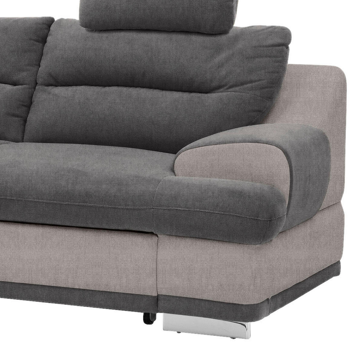 ECKSOFA Hellgrau, Anthrazit Velours  - Chromfarben/Beige, KONVENTIONELL, Textil/Metall (217/264cm) - MID.YOU