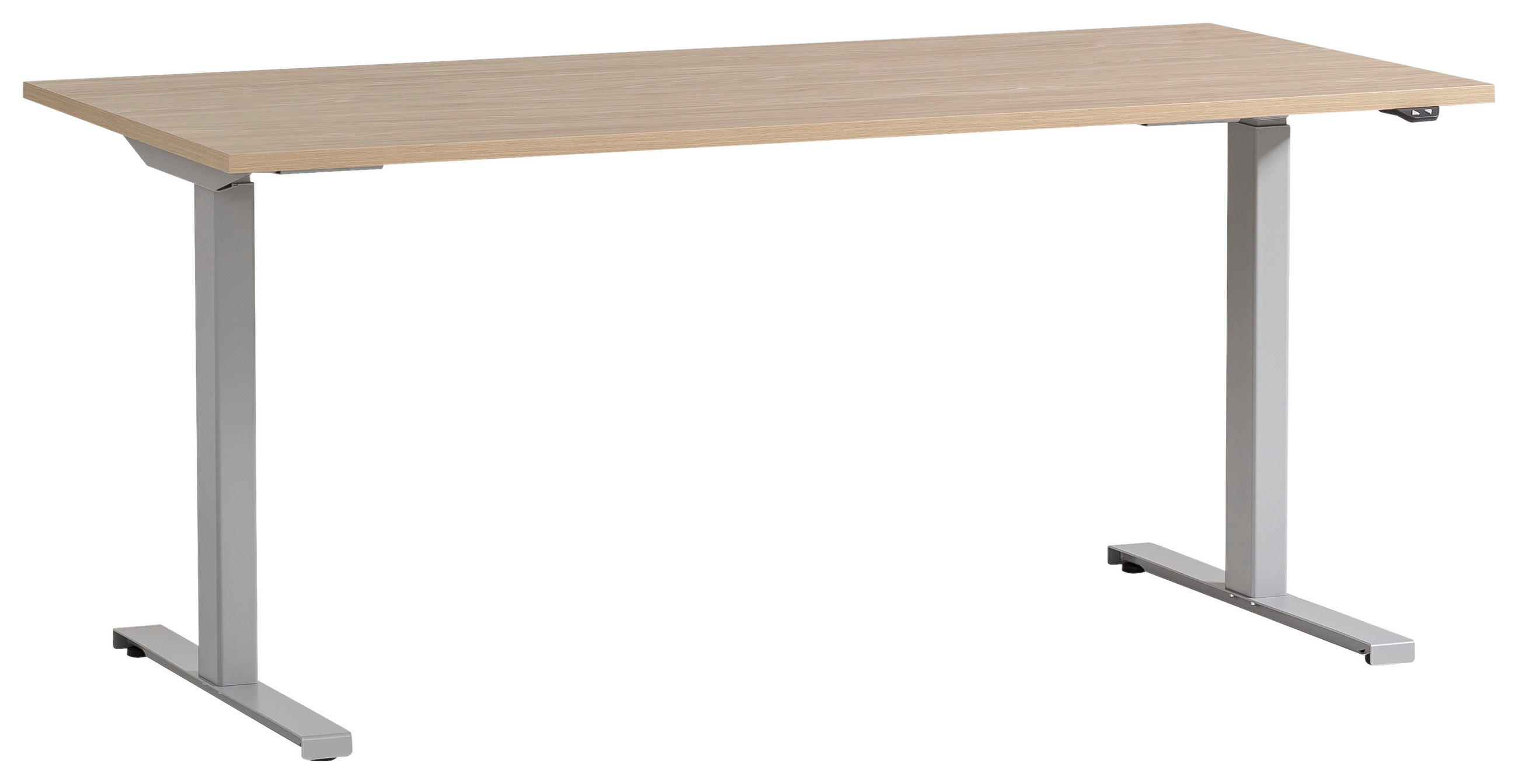 SCHREIBTISCH 75/160/71 cm Eichefarben elektrisch höhenverstellbar  - Eichefarben/Alufarben, MODERN, Holzwerkstoff/Metall (75/160/71cm) - MID.YOU